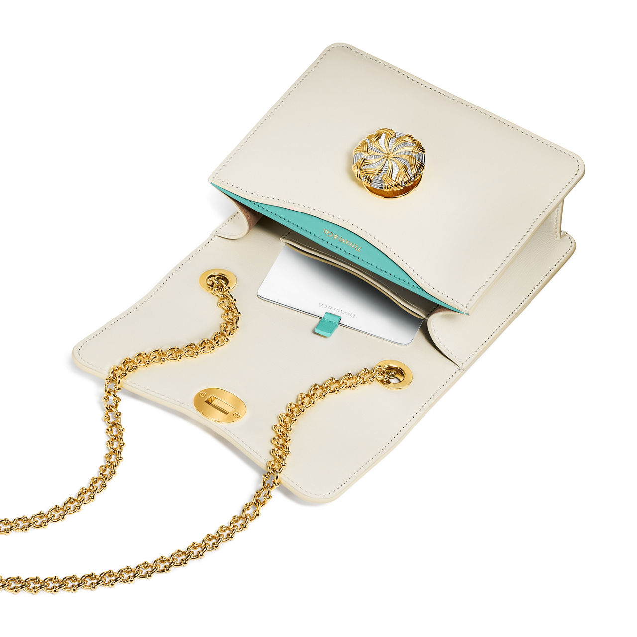 Small Ribbons Shoulder Bag in White Leather