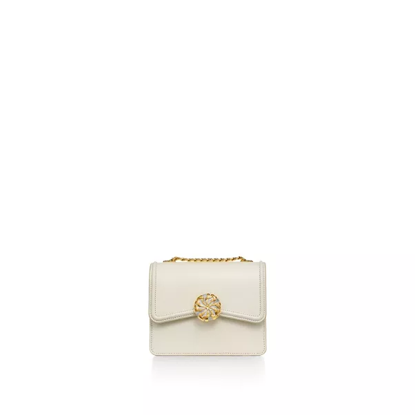 Small Ribbons Shoulder Bag in White Leather