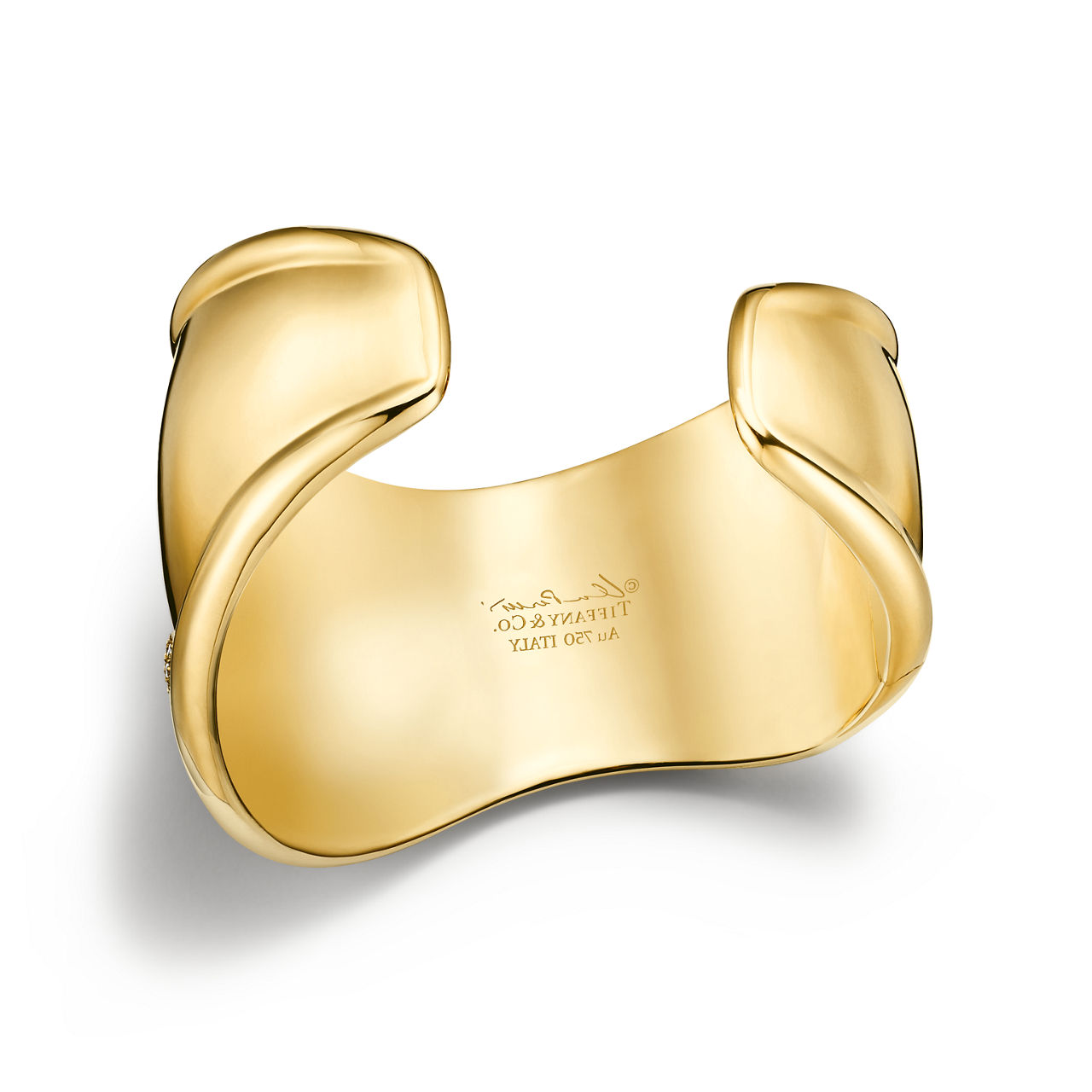 Elsa Peretti®: Bone Cuff in Gelbgold mit Pavé-Diamanten, 43 mm beit Bildnummer 3