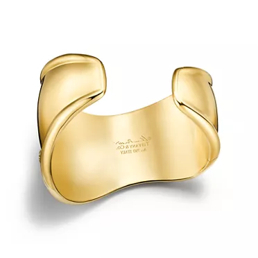 Elsa Peretti®:Bone Cuff in Yellow Gold with Pavé Diamonds, 43 mm Wide, 3