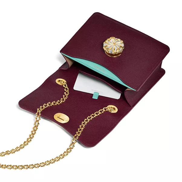 Small Ribbons Shoulder Bag in Deep Ruby Leather