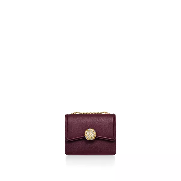 Small Ribbons Shoulder Bag in Deep Ruby Leather