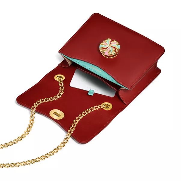 Small Ribbons Shoulder Bag in Vivid Ruby Leather