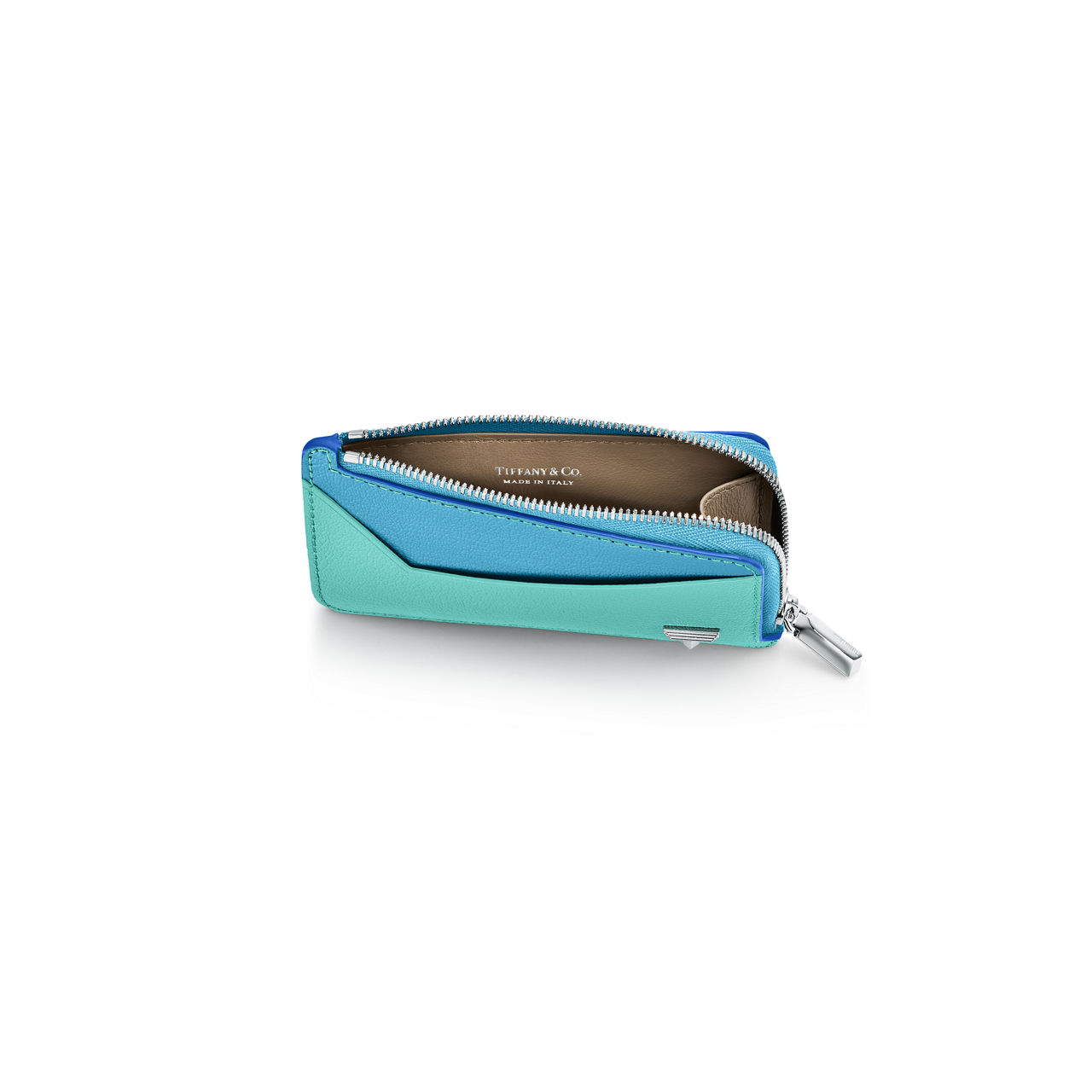 Kartenetui mit Reißverschluss aus Leder in Tiffany Blue®