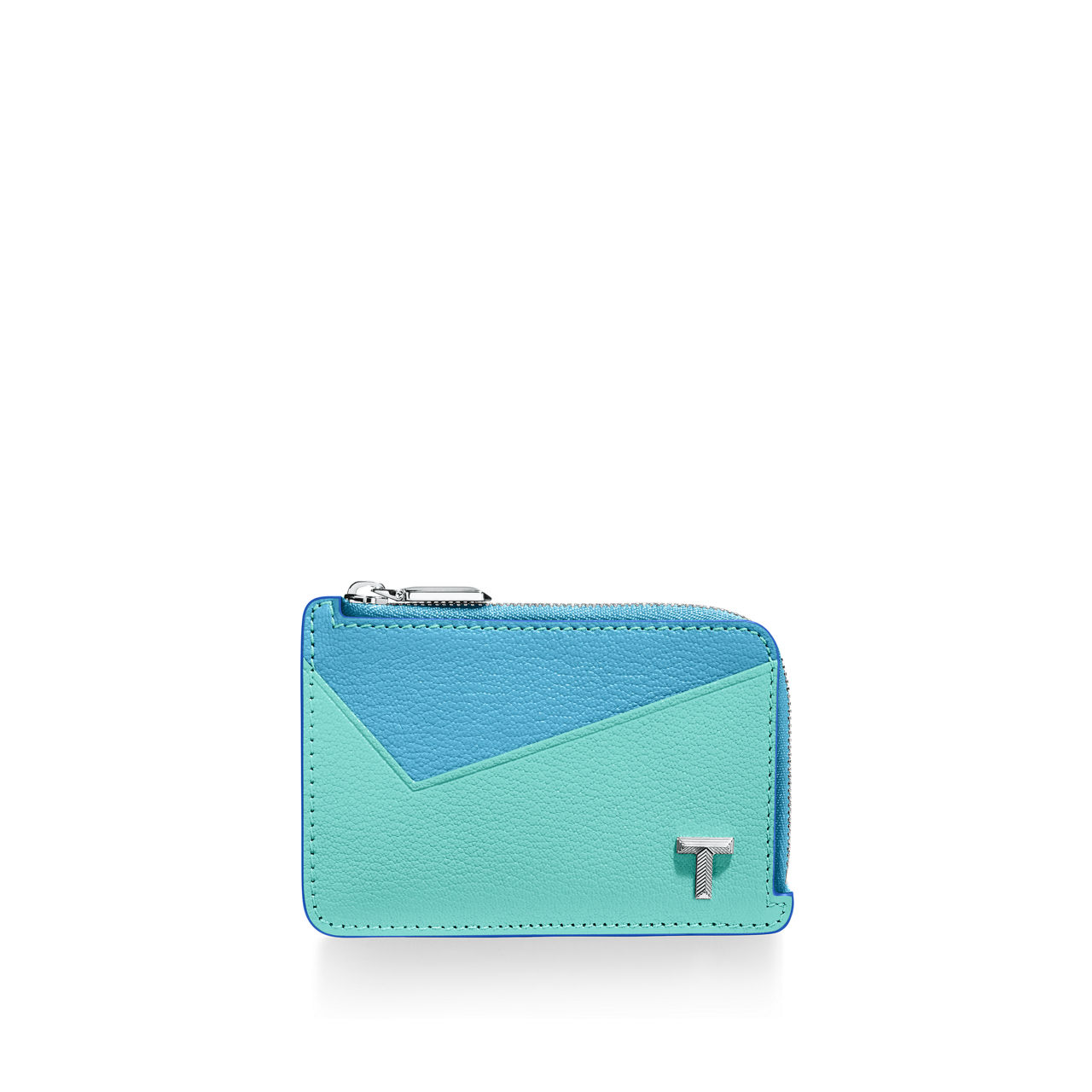 Kartenetui mit Reißverschluss aus Leder in Tiffany Blue®