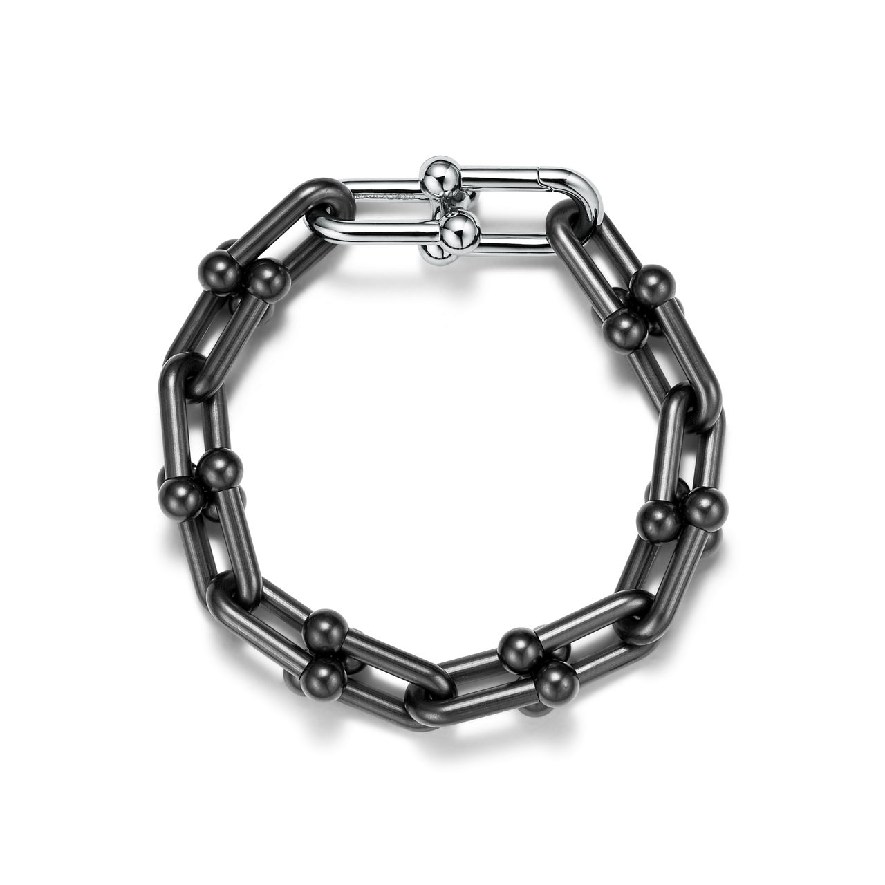 Pulsera de eslabones grandes de titanio y oro blanco