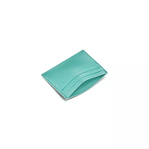 Square Card Case in Tiffany Blue Leather