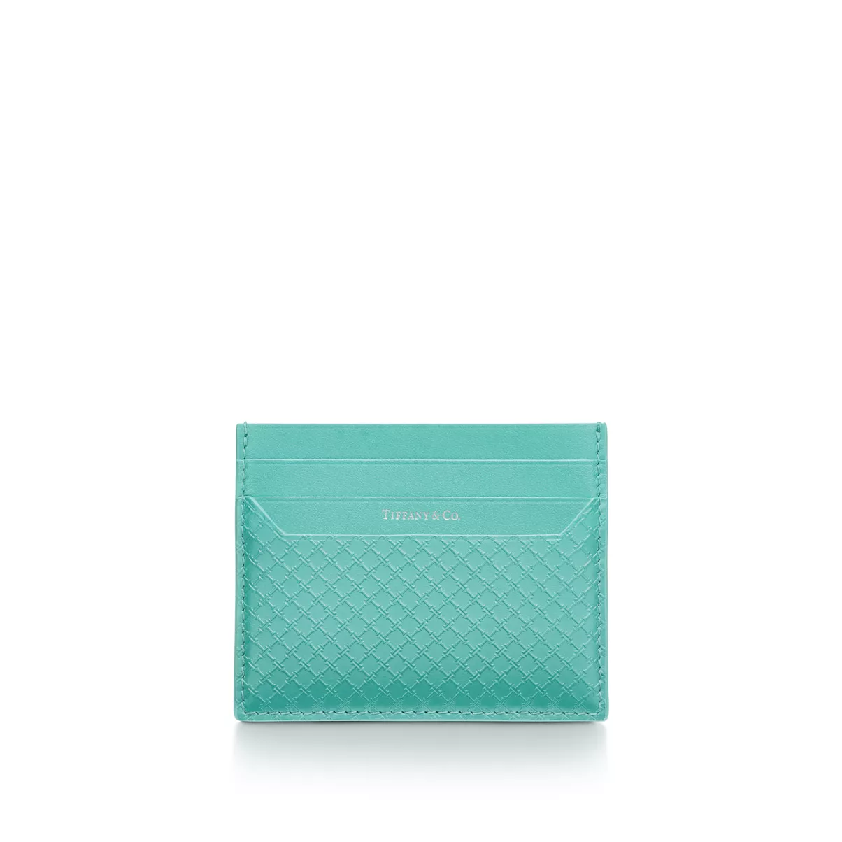 Square Card Case in Tiffany Blue Leather