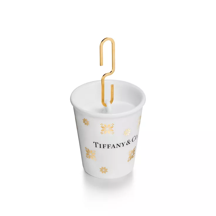 Tiffany Cups:Paper Cup Snowflake Ornament in Gold-colored Bone China, 1