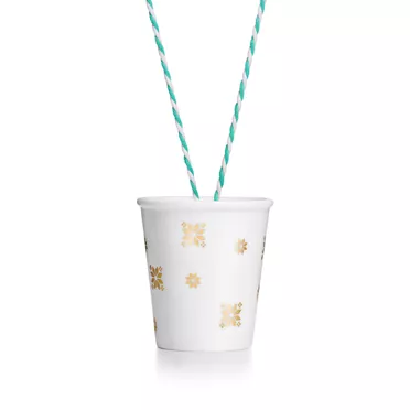 Tiffany Cups:Paper Cup Snowflake Ornament in Gold-colored Bone China, 3