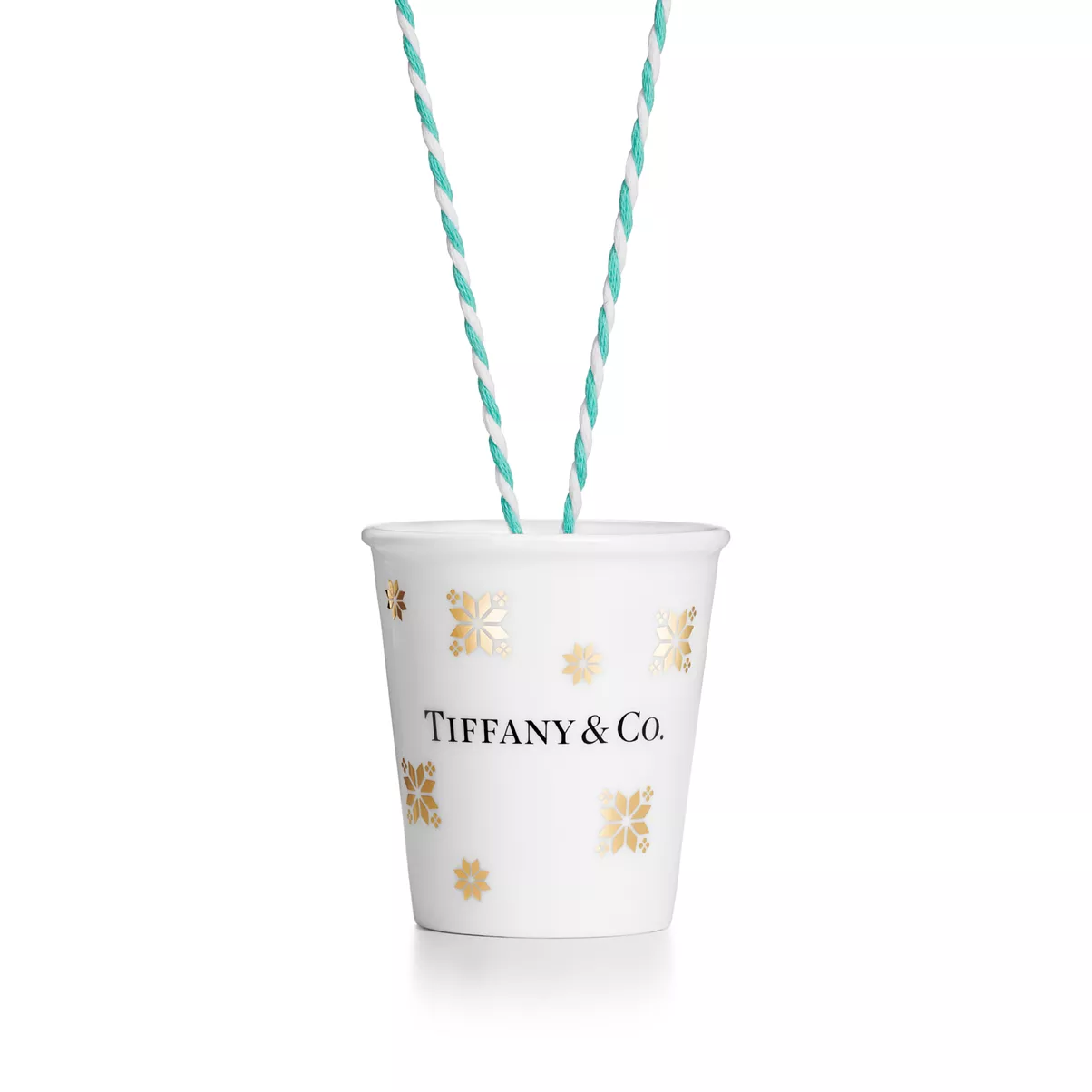 페이퍼 컵 스노우 플레이크 오너먼트, 골드 컬러 본차이나