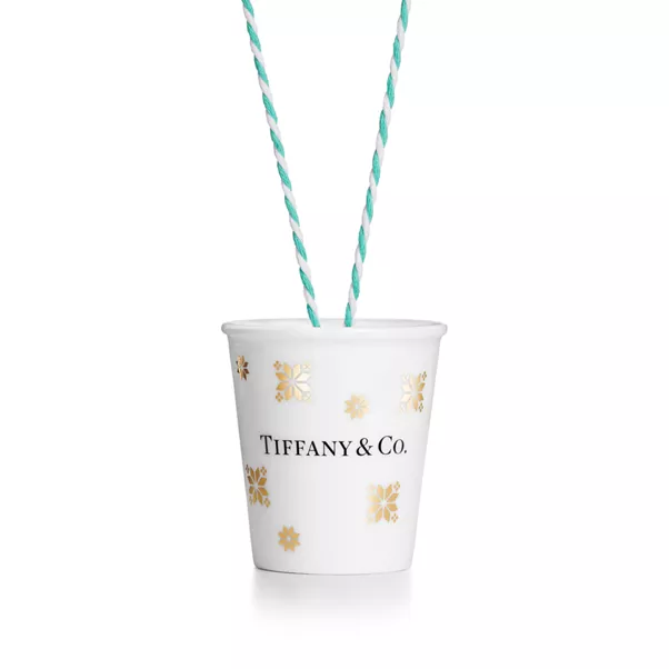 Paper Cup Snowflake Ornament in Gold-coloured Bone China