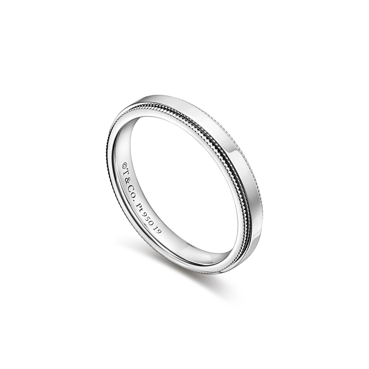 Tiffany Together:Milgrain Band Ring in Platinum, 3 mm Wide image number 2