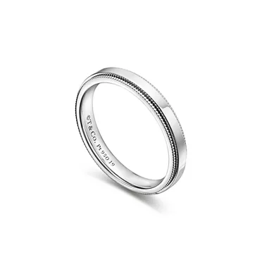 Tiffany Together:Milgrain Band Ring in Platinum, 3 mm Wide, 2