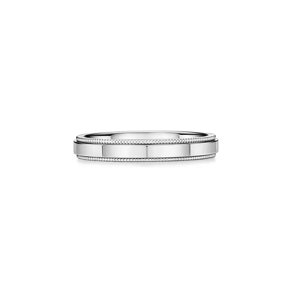 Milgrain Band Ring in Platinum, 3 mm Wide