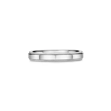 Tiffany Together:Milgrain Band Ring in Platinum with a Diamond, 3 mm Wide, 3