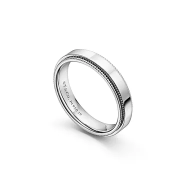 Tiffany Together:Milgrain Band Ring in Platinum, 4 mm Wide, 2