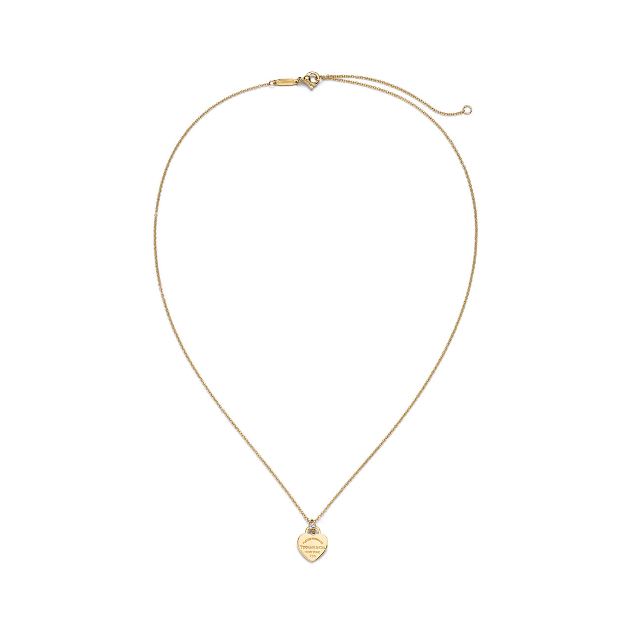 Return to Tiffany™:Mini Heart Tag Pendant in Yellow Gold with a Diamond image number 3