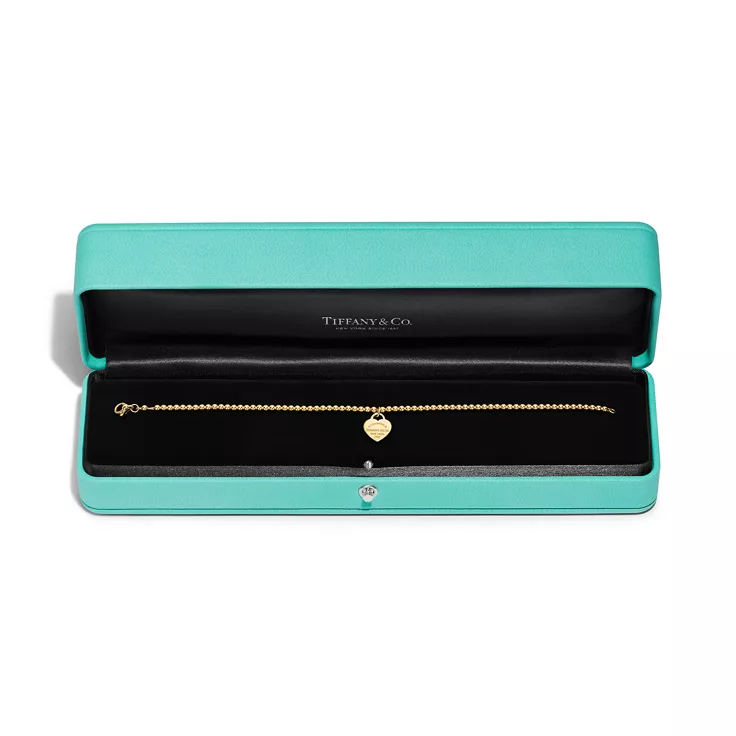 Return to Tiffany™:Pulsera de cuentas de oro amarillo con insignia de corazón mini, 5