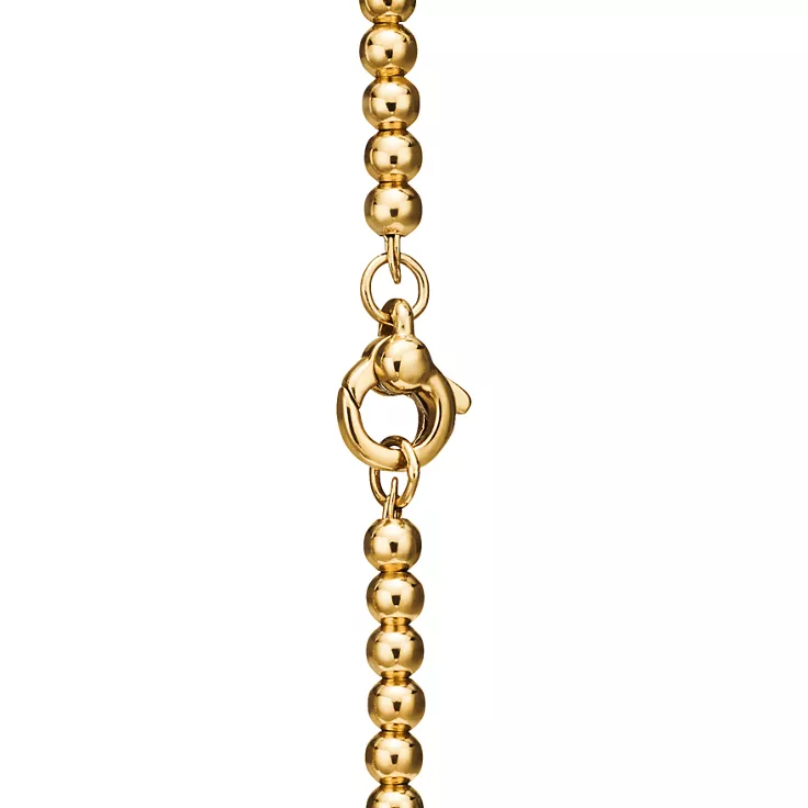 Return to Tiffany&reg;:Mini Heart Tag Bead Bracelet in Yellow Gold, 4