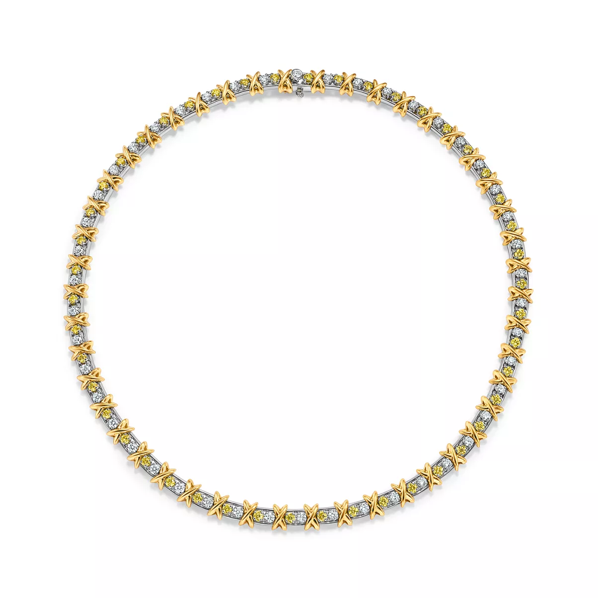 Necklace with Yellow and White Diamonds