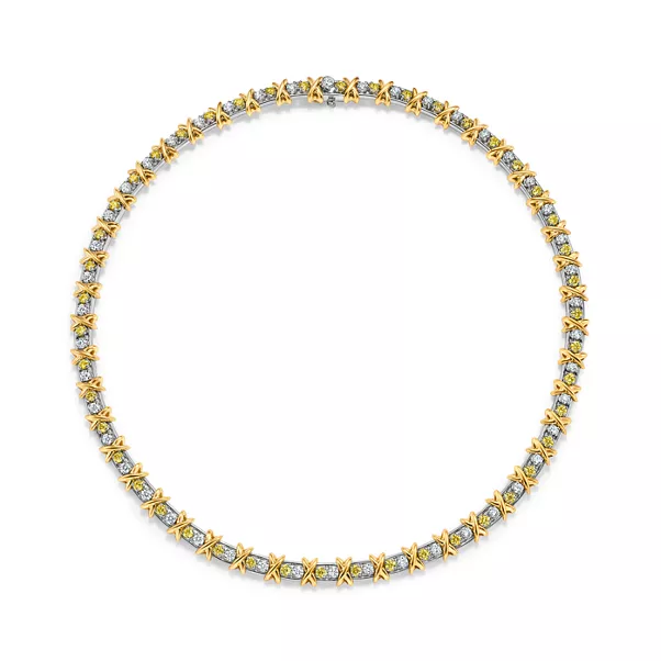 Necklace with Yellow and White Diamonds