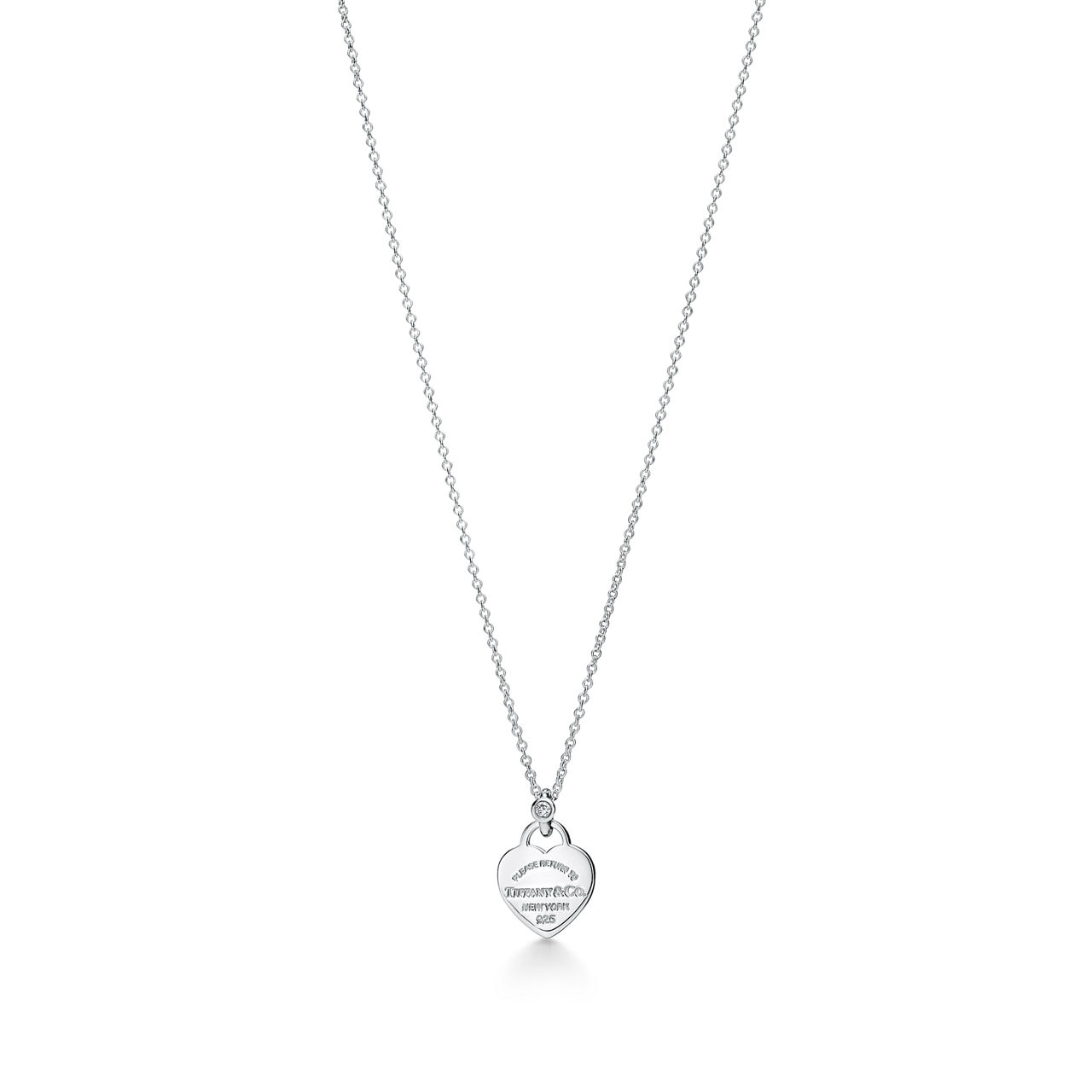 Return to Tiffany™:Mini Heart Tag Pendant in Sterling Silver with a Diamond image number 0