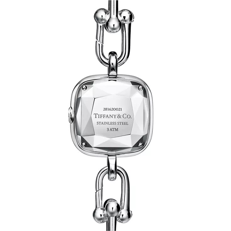 Tiffany HardWear:Watch in Sterling Silver and Diamonds with Pink Mother-of-pearl, 4