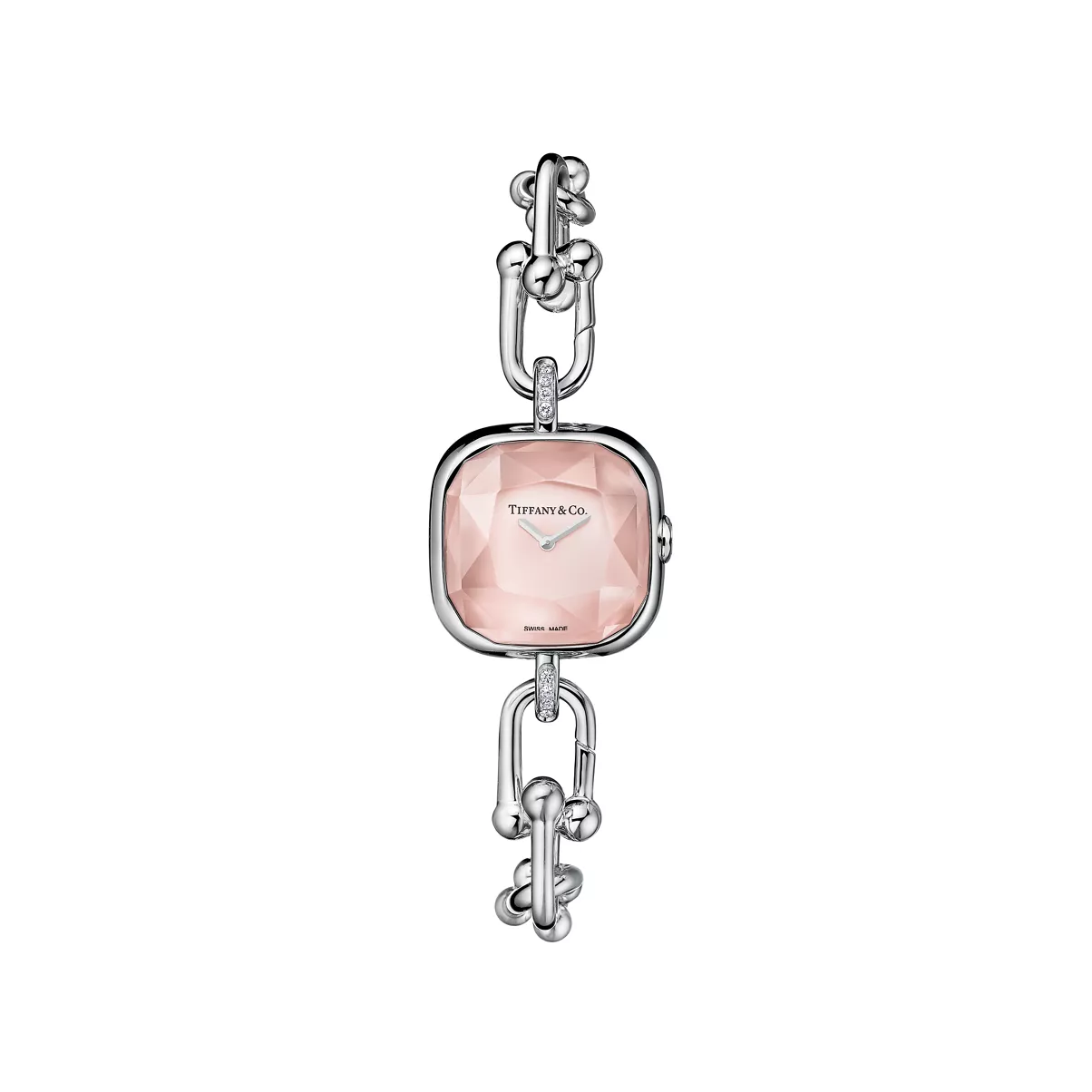 Watch in Sterling Silver and Diamonds with Pink Mother-of-pearl