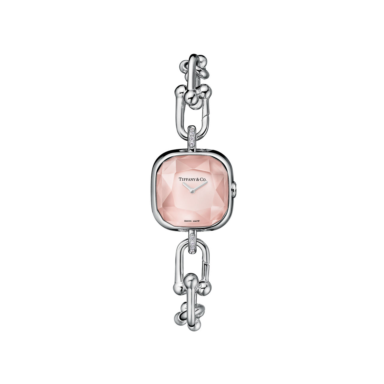 Tiffany HardWear:Watch in Sterling Silver and Diamonds with Pink