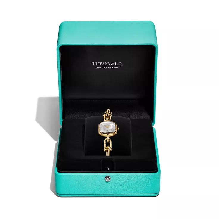 Tiffany HardWear:Watch in Yellow Gold with Diamonds and White Mother-of-pearl, 4