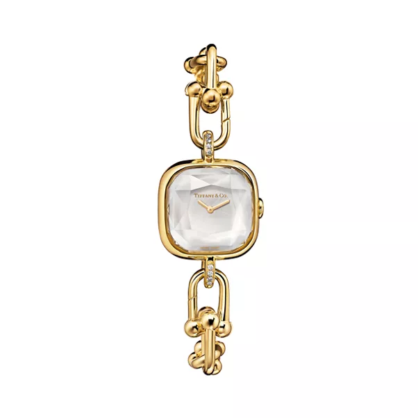 Watch in Yellow Gold with Diamonds and White Mother-of-pearl
