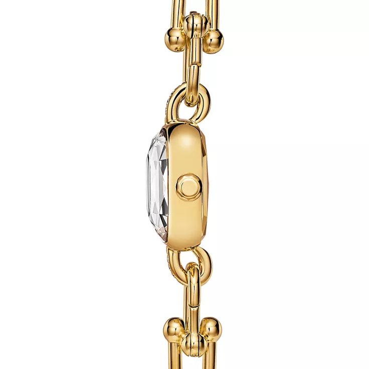 Tiffany HardWear:Watch in Yellow Gold with Diamonds and White Mother-of-pearl, 4