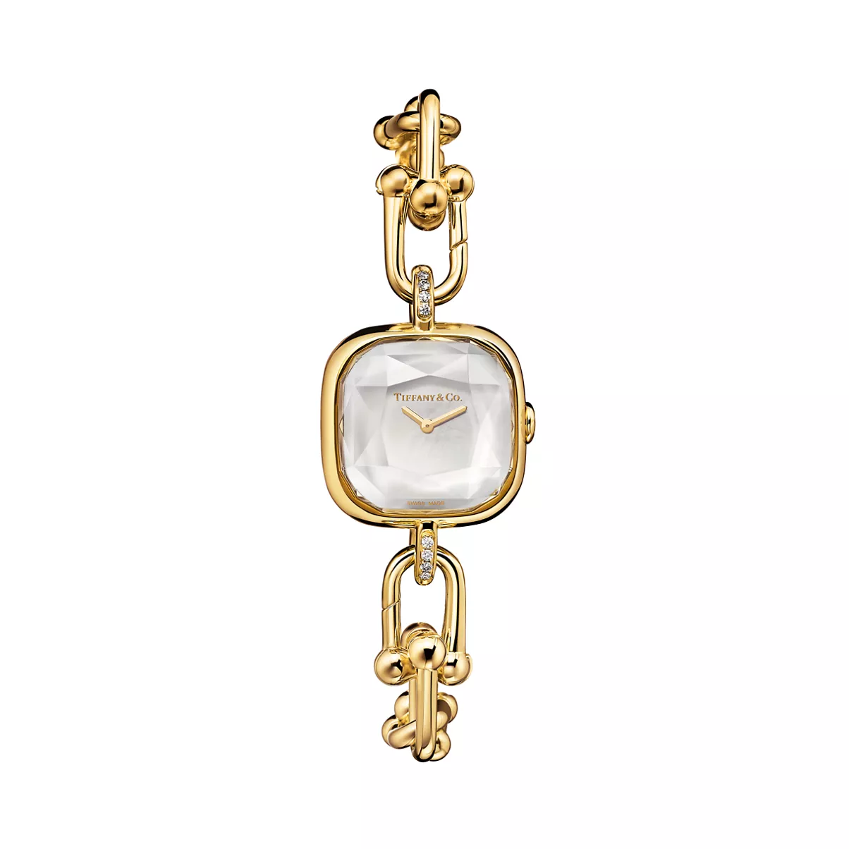 Watch in Yellow Gold with Diamonds and White Mother-of-pearl