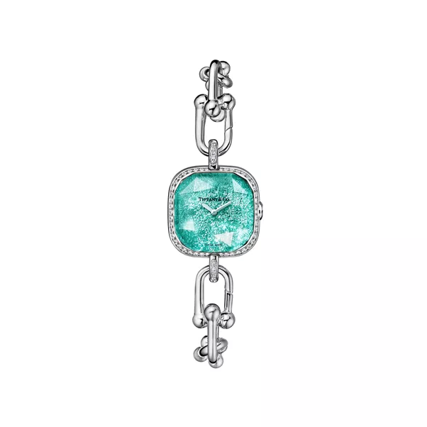 Watch in Sterling Silver and Steel with a Diamond Bezel