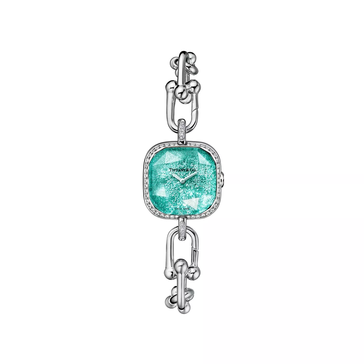 Watch in Sterling Silver and Steel with  a Diamond Bezel