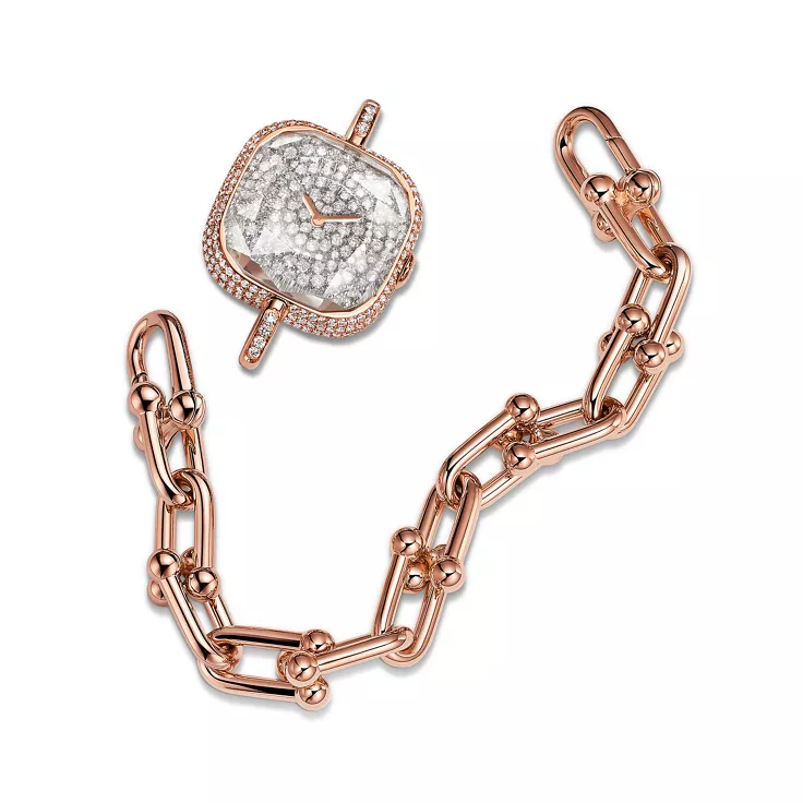 Collezione HardWear by Tiffany:Orologio in oro rosa con quadrante con pavé di diamanti, 4