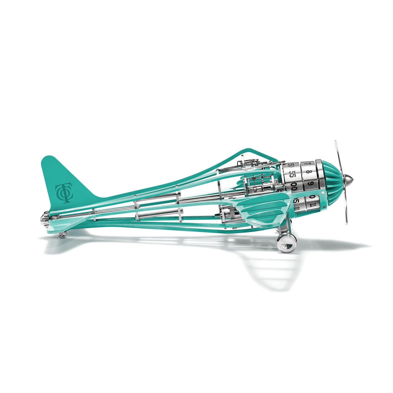 Flugzeuguhr aus Edelstahl mit Lackierung in Tiffany Blue®