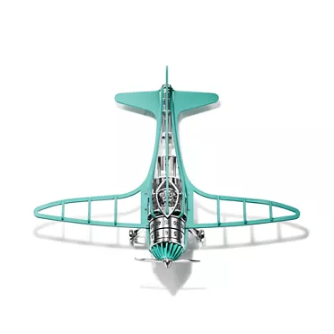 Tiffany Airways:Airplane Clock in Stainless Steel with Tiffany Blue® Paint, 2