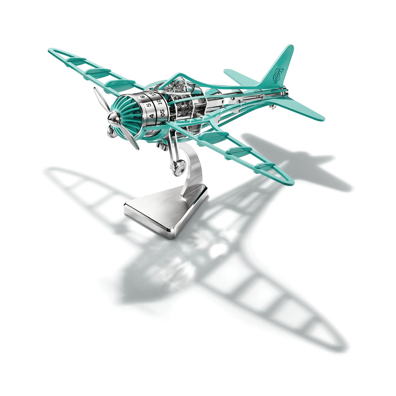 Tiffany Airways:Airplane Clock in Stainless Steel with Tiffany Blue® Paint image number 3