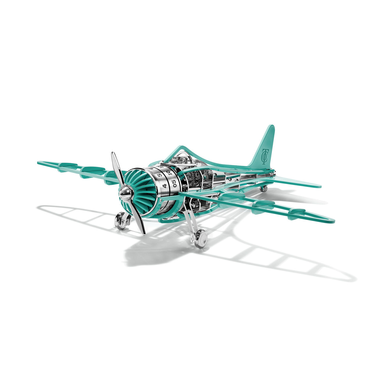 Tiffany Airways:Airplane Clock in Stainless Steel with Tiffany Blue® Paint image number 0