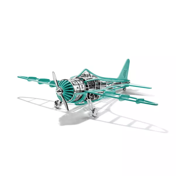 Flugzeuguhr aus Edelstahl mit Lackierung in Tiffany Blue®