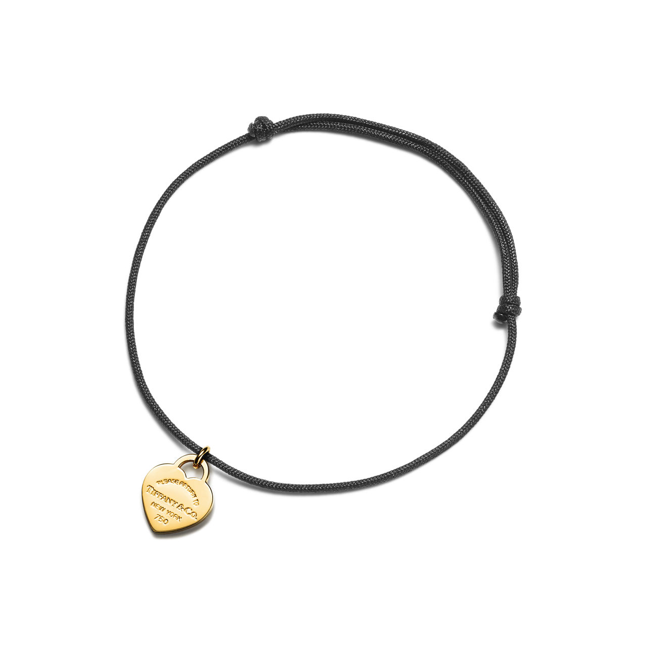 Return to Tiffany®:Heart Tag Bracelet in Yellow Gold on a Black Cord image number 0