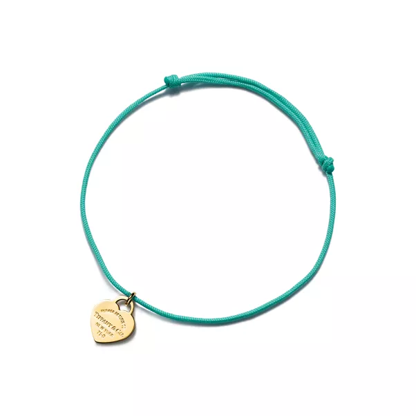 Bracciale Heart Tag in oro giallo su cordino Tiffany Blue®