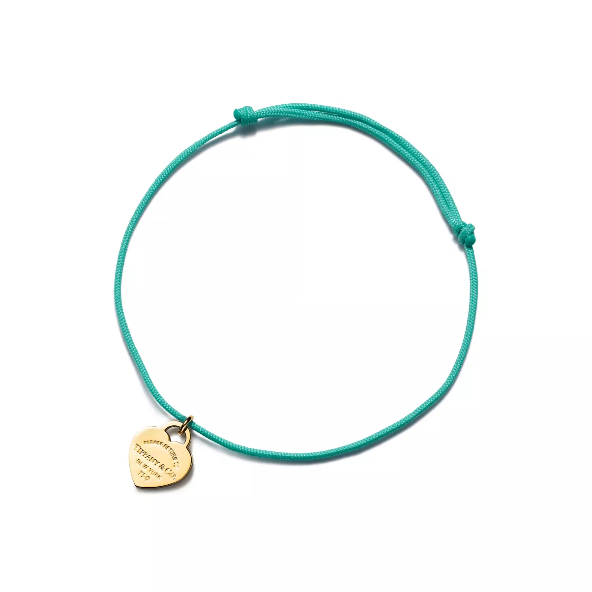 Heart Tag Bracelet in Yellow Gold on a Tiffany Blue&reg; Cord
