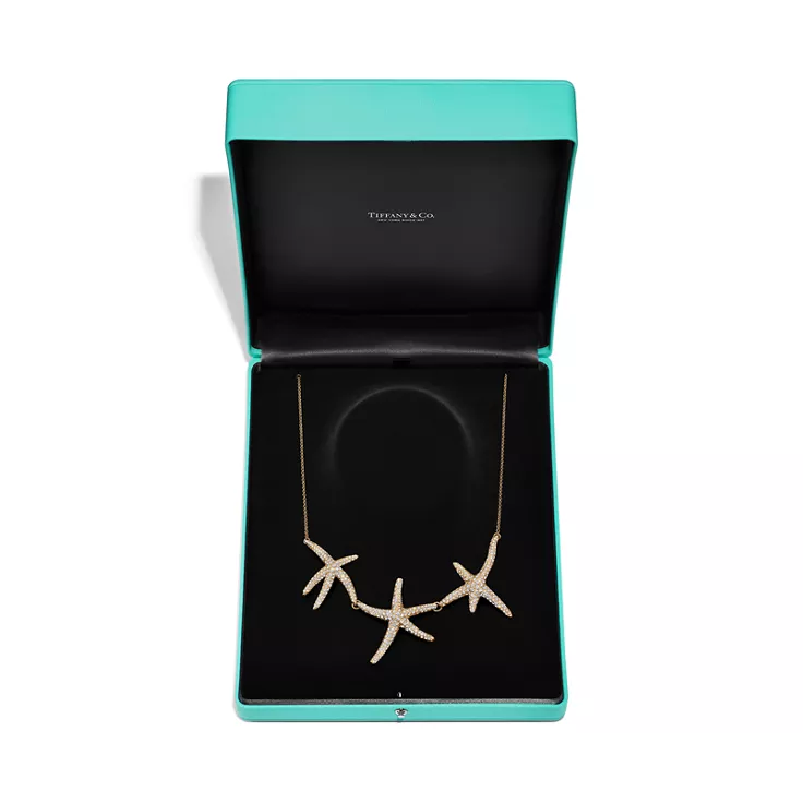 Collezione Elsa Peretti®:Collana Starfish in oro giallo con pavé di diamanti, 4