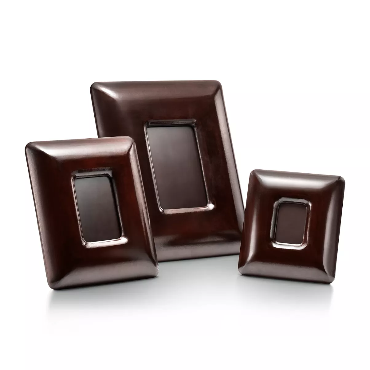 Bombe Frames Set of Three, in Brown Leather