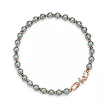 티파니 타이탄 by 퍼렐 윌리엄스:타히티 펄 네크리스, 골드, 다이아몬드 세팅, 3