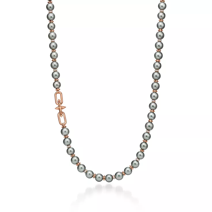 티파니 타이탄 by 퍼렐 윌리엄스:타히티 펄 네크리스, 골드, 다이아몬드 세팅, 4