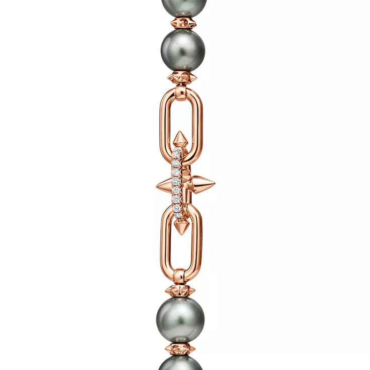 티파니 타이탄 by 퍼렐 윌리엄스:타히티 펄 네크리스, 골드, 다이아몬드 세팅, 5